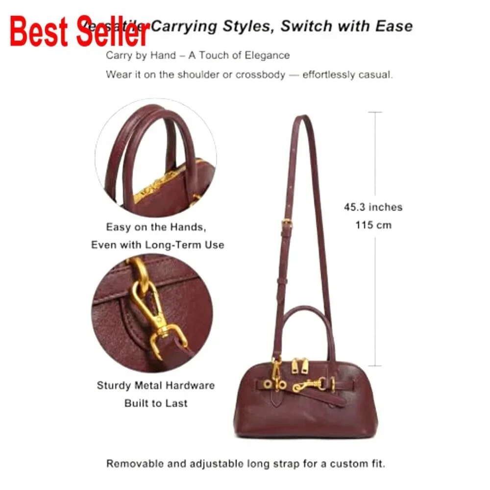 Genuine Leather Crossbody Bag Top Handle Satchel Shoulder Purse
